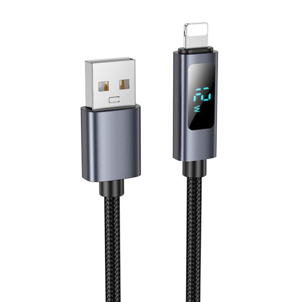 Cabo USB A para Lightning Hoco 2.4A com Display 1m X112 Preto