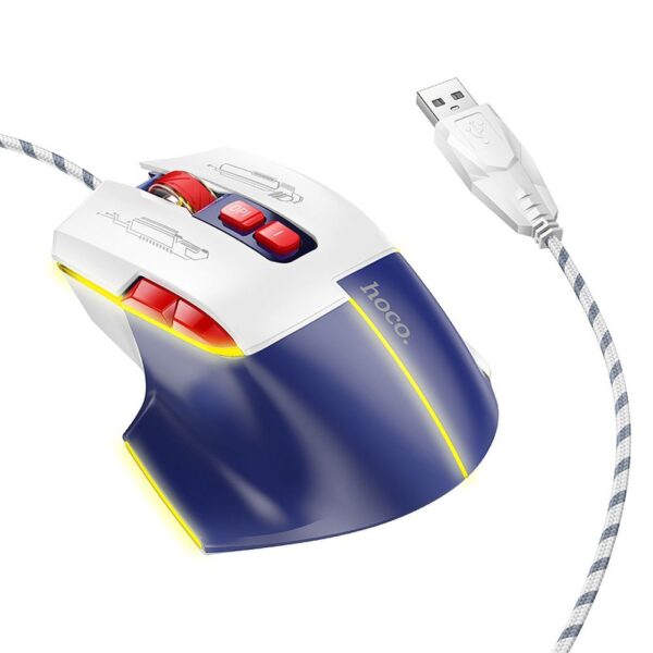 Mouse gamer com fio Hoco USB A 3600 dpi GM31 branco e azul