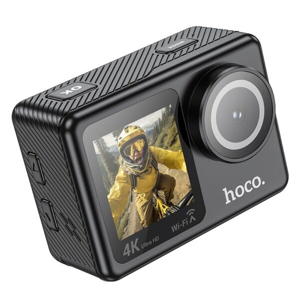 Câmera esportiva Hoco com dois displays 1,3" + 2" 4K/30fps DV101 preta