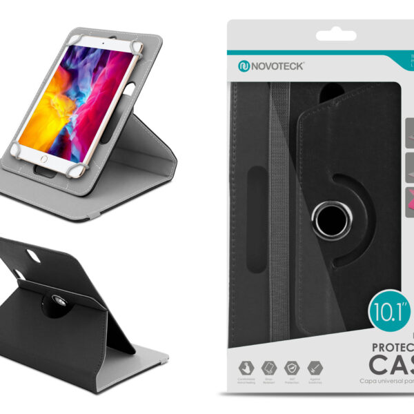 Capa Protetora Universal Negro para Tablet de 10.1” – N-005- Confortável, Resistente a Quedas e com Suporte Ajustável